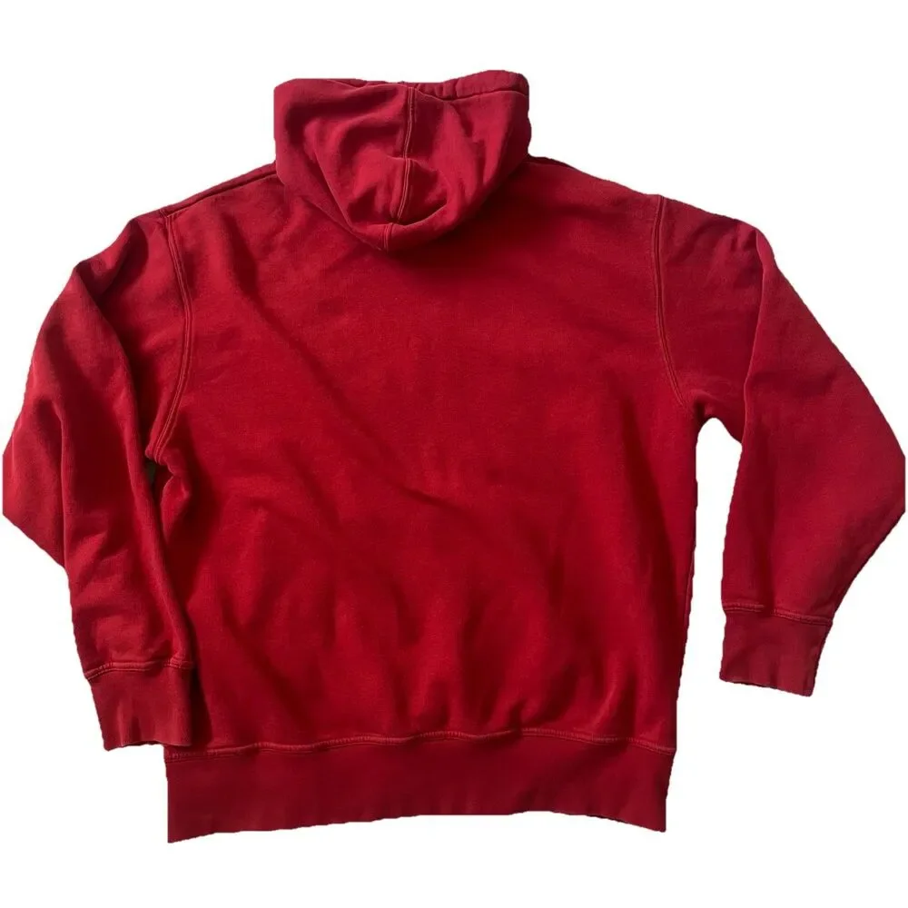 VTG Nike Hoodie Mens XL Spellout Sweatshirt Embroidered Y2K Silver Gray Tag Red